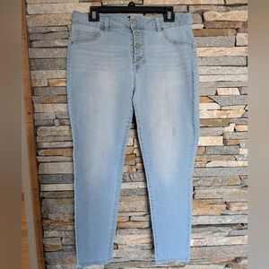 d.jeans Light Blue Button-Fly Skinny Jeans